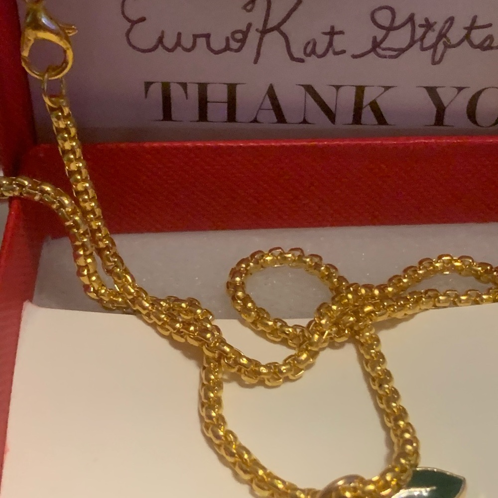 Betsey Johnson Gold Cherry Necklace with adjustable chain lobster clasp NEW NWT - Picture 4 of 8